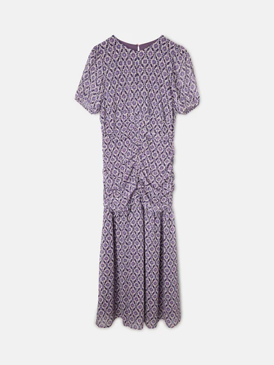 Vestido largo fruncido estampado malva - Silbon