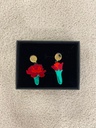 Pendientes Rosas Rojas Metacrilato
