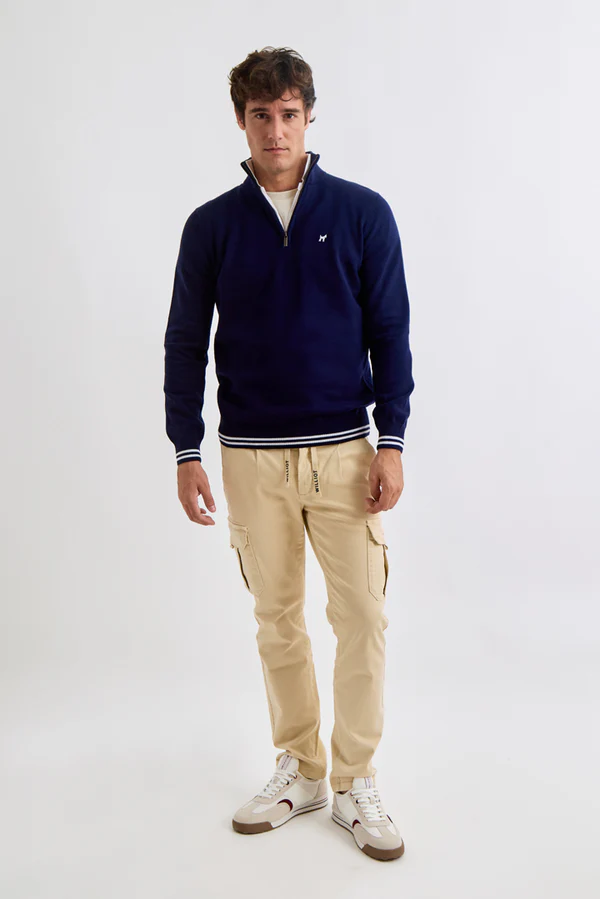 Jersey Media Cremallera Cuello Polo Marino - Williot