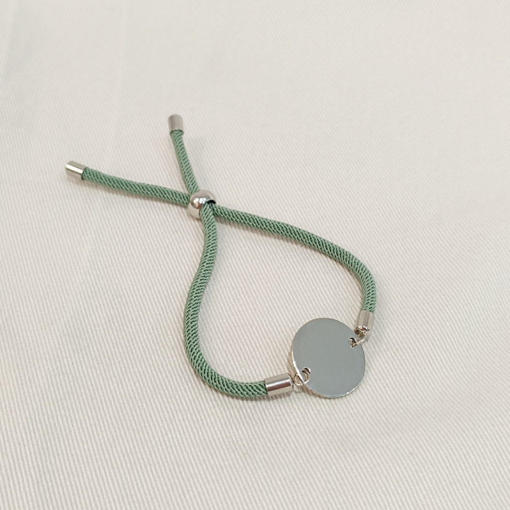 Pulsera Cordón Medalla Grabable Plateado (+ COLORES)