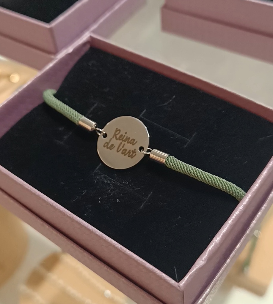 Pulsera Cordón Medalla Grabable Plateado (+ COLORES)