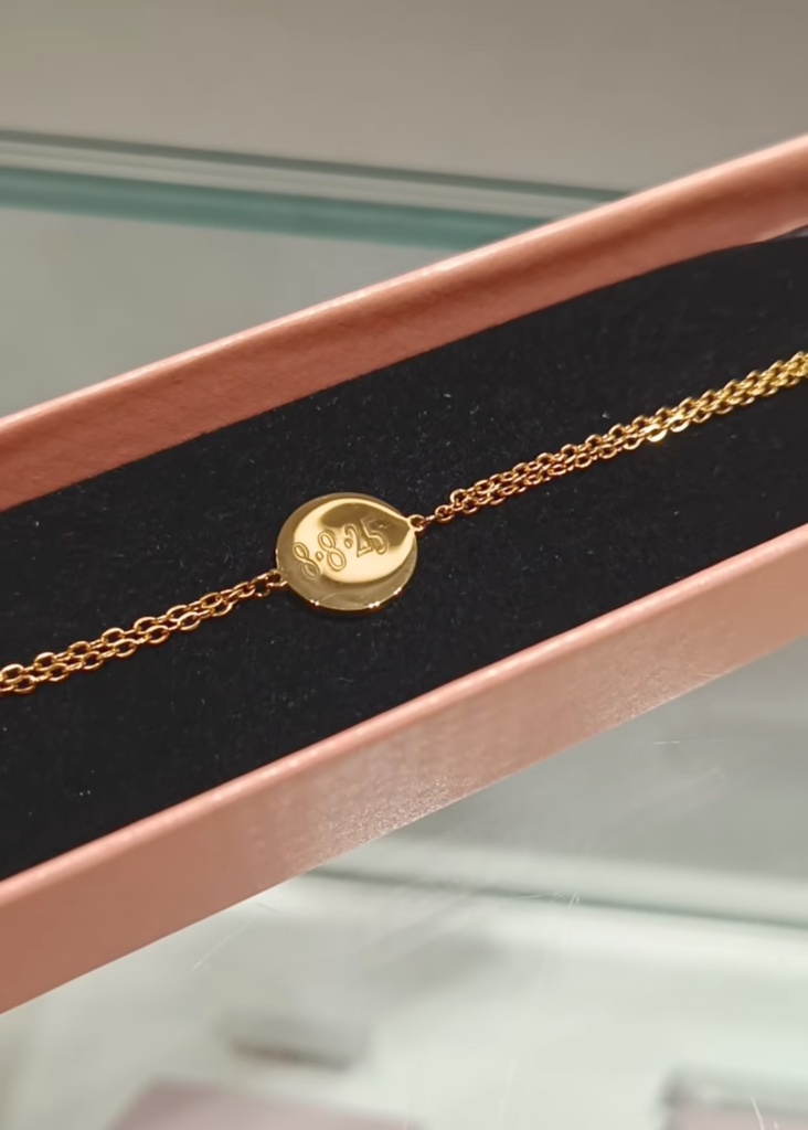 Pulsera Medalla Grabable Doble Cadena Plateada