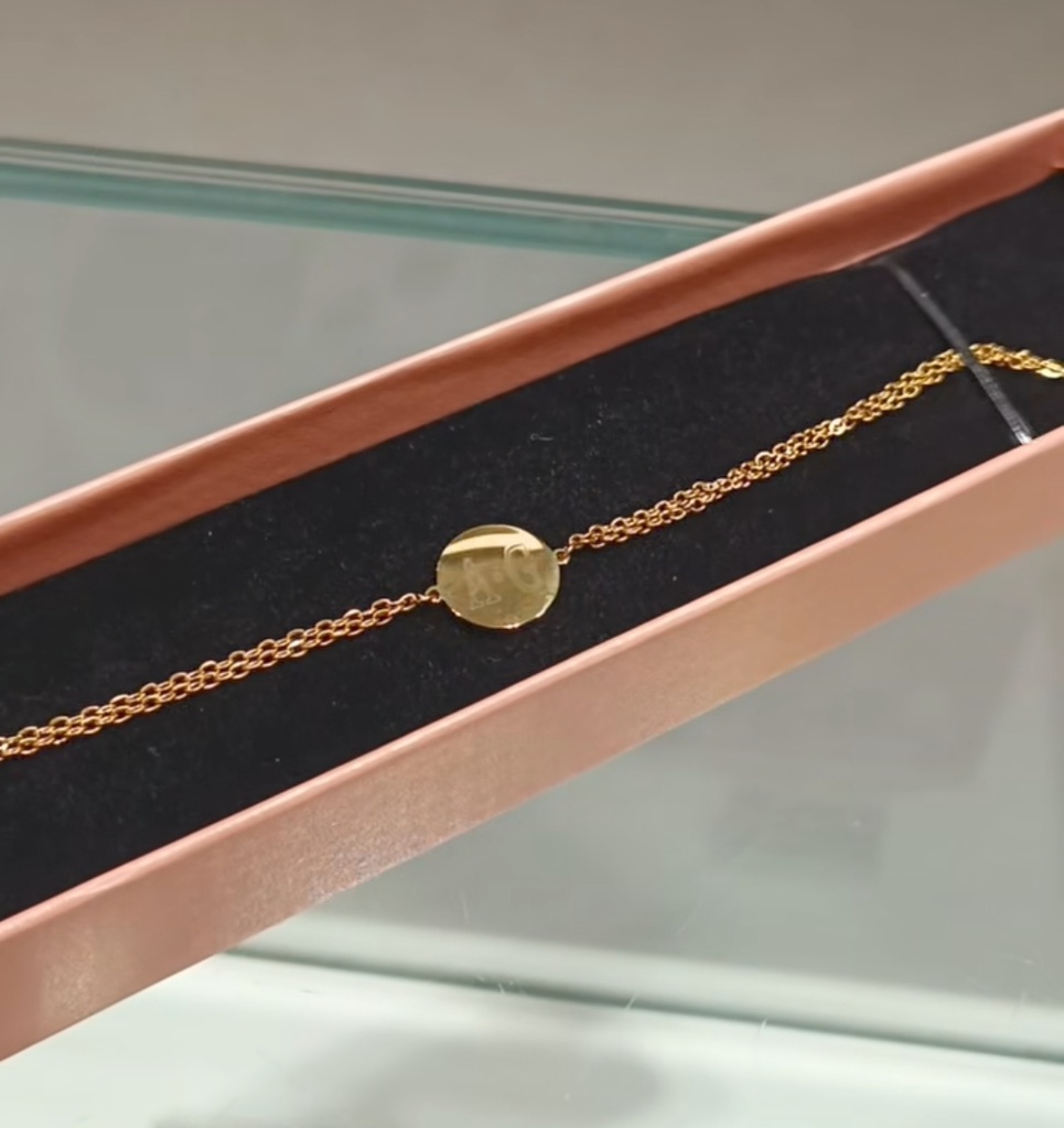 Pulsera Medalla Grabable Doble Cadena Plateada