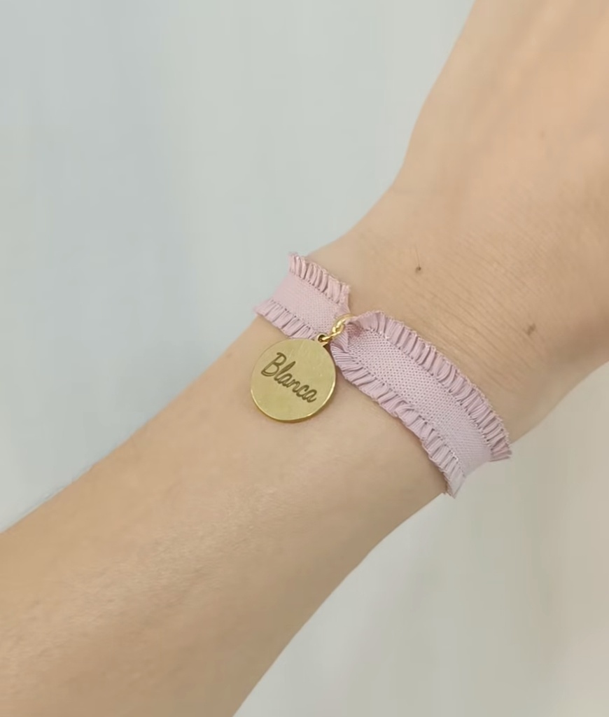Pulsera Cinta Elástica Volante con Medalla Grabable (+ COLORES)