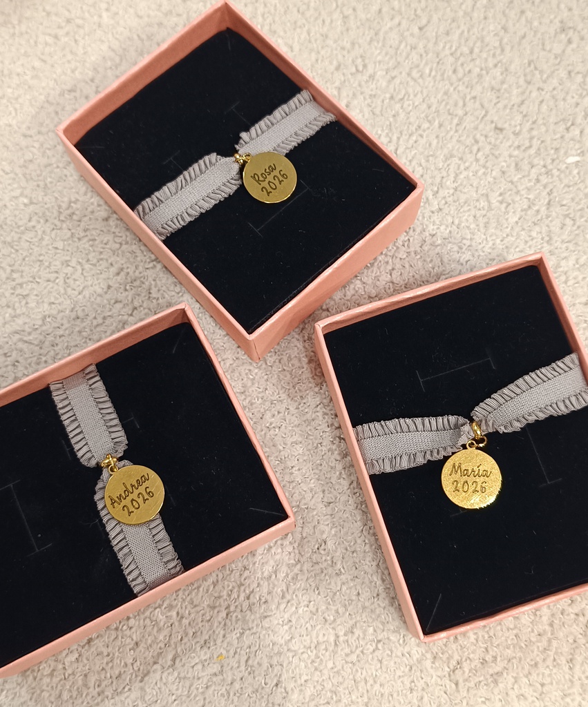 Pulsera Cinta Elástica Volante con Medalla Grabable (+ COLORES)