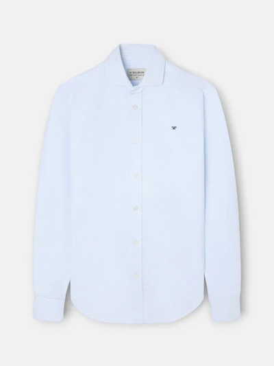 Camisa Sport Oxford Raya Horizontal Celeste  - Silbon