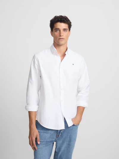 Camisa Sport Oxford Regular Fit Blanca  - Silbon