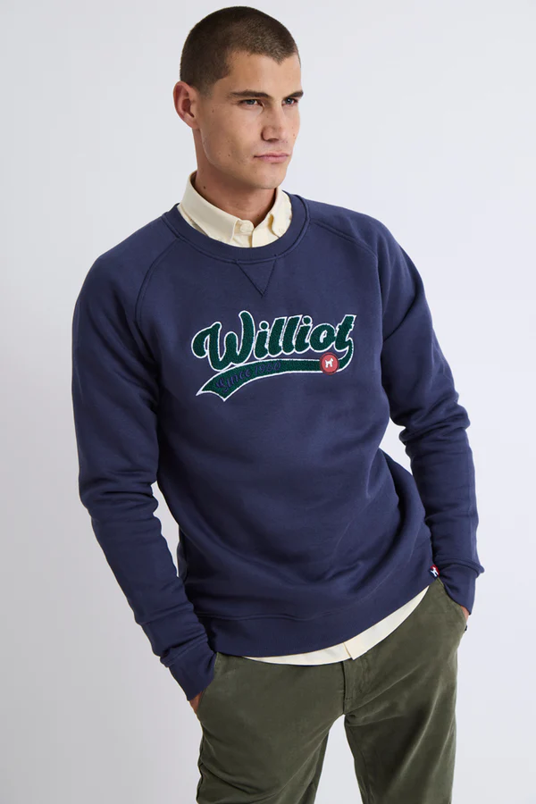 Sudadera Con Manga Ranglan Logo Vintage Marino - Williot
