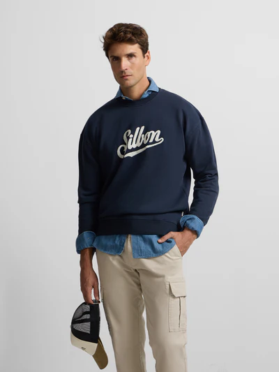 Sudadera Relaxed Fit Retro Azul Marino - Silbon