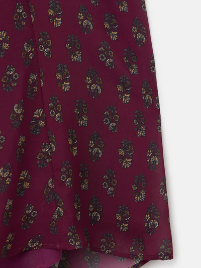 Falda Midi Estampados Motivos Burdeos - Silbon