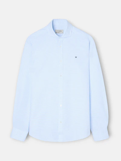 Camisa Sport Oxford Rayas Horizontales Celeste - Silbon