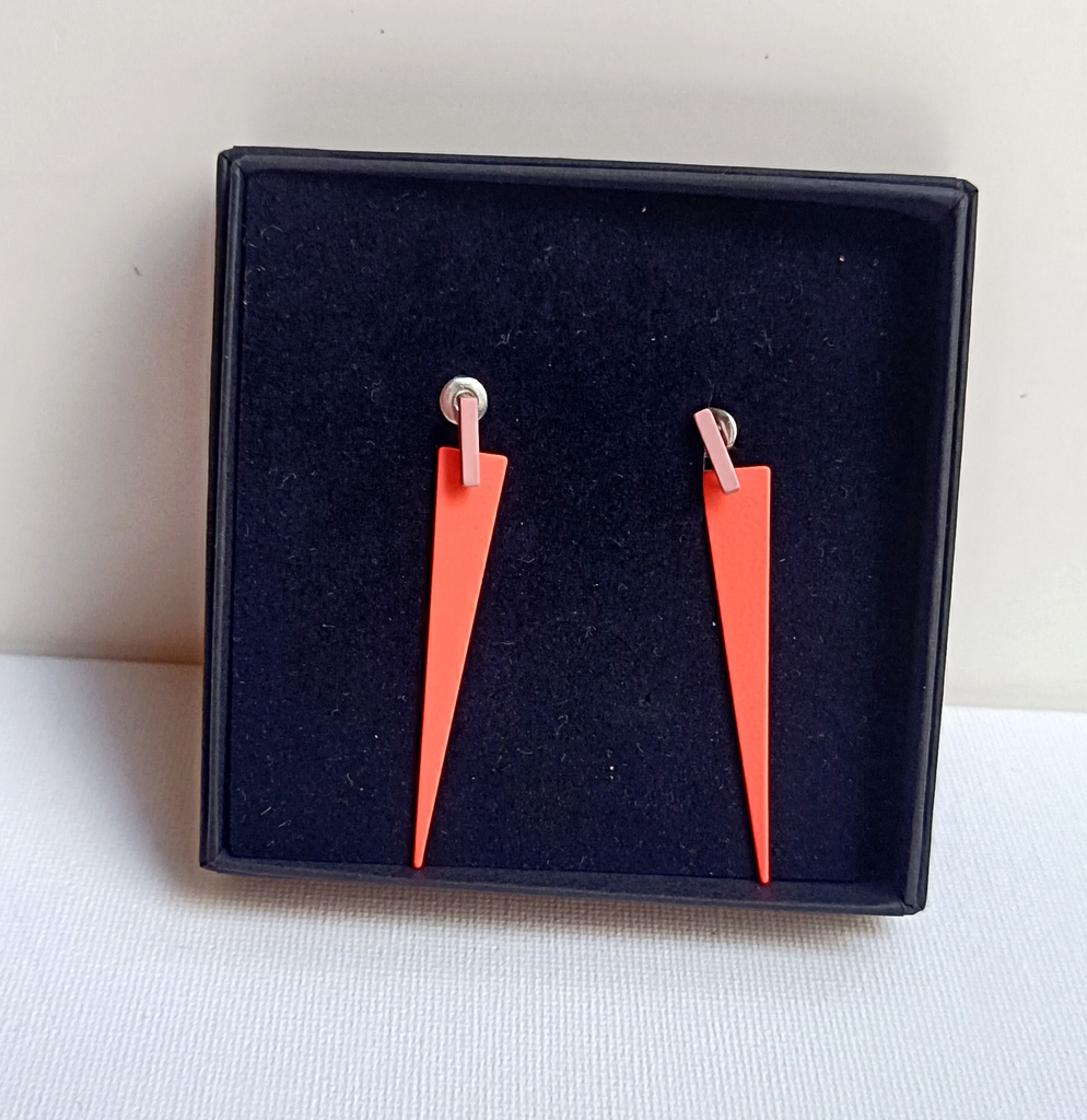 Pendientes Neón Forma Geo Naranja Rosa