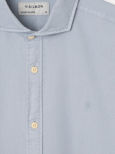 Camisa Sport Estructura Logo Azul Gris - Silbon