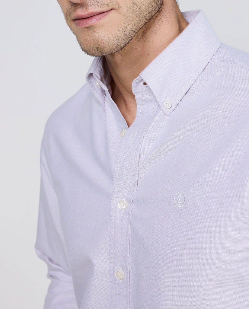 Camisa Oxford Liso Rosa Oscuro - El Ganso