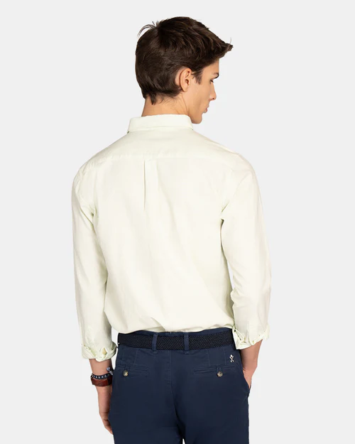 Camisa Monaco Striped Oxford Green Haze - Harper &amp; Neyer