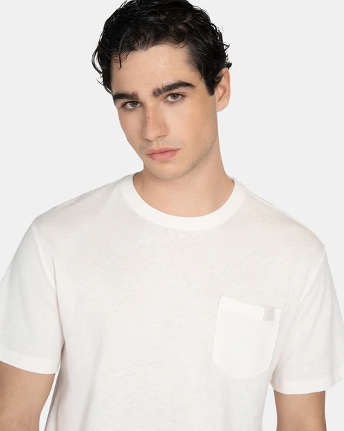 Camiseta Cotton Linnen Pocket White Mist - Harper &amp; Neyer