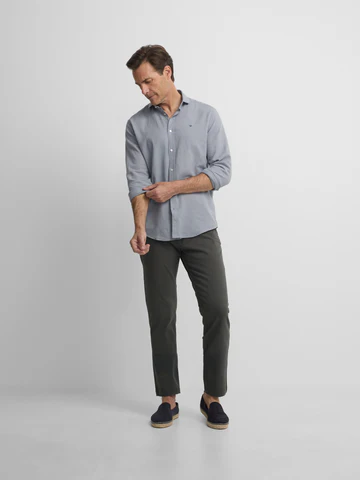 Camisa Sport Lino Azul Gris - Silbon