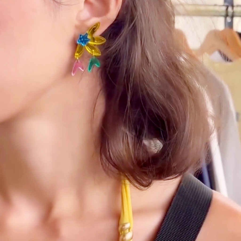 Pendientes Metacrilato Flor Colores