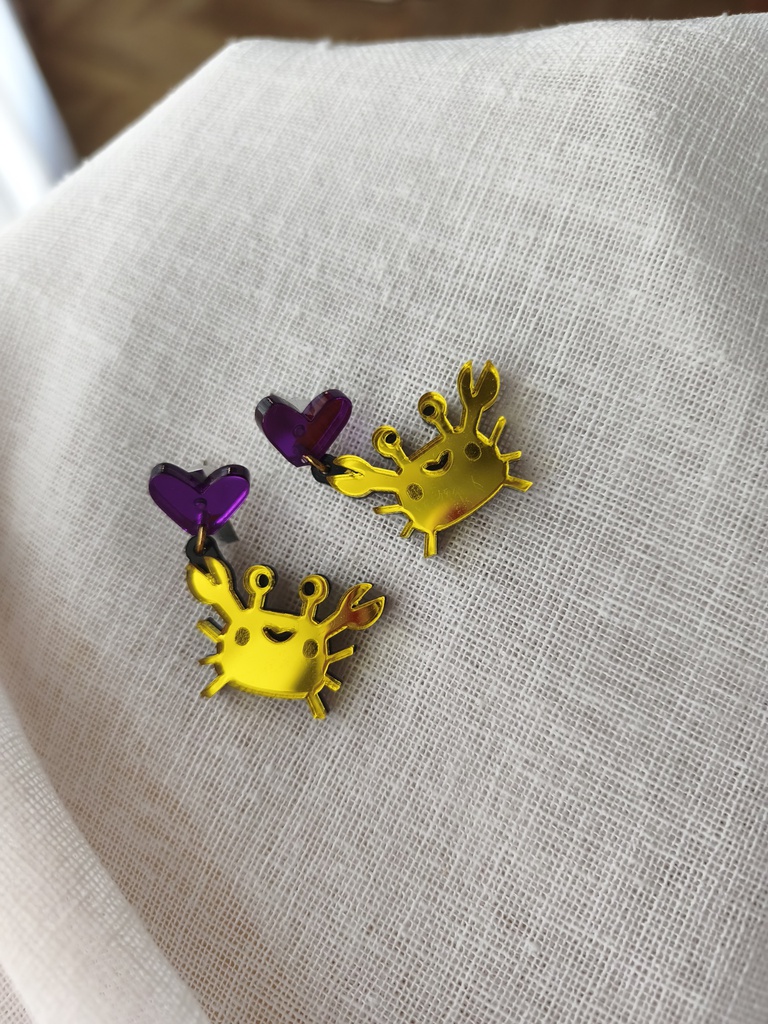 Pendientes Cangrejo Amarillo Metacrilato