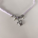 Collar Cinta de Seda Malva Tortuga (Plateado)