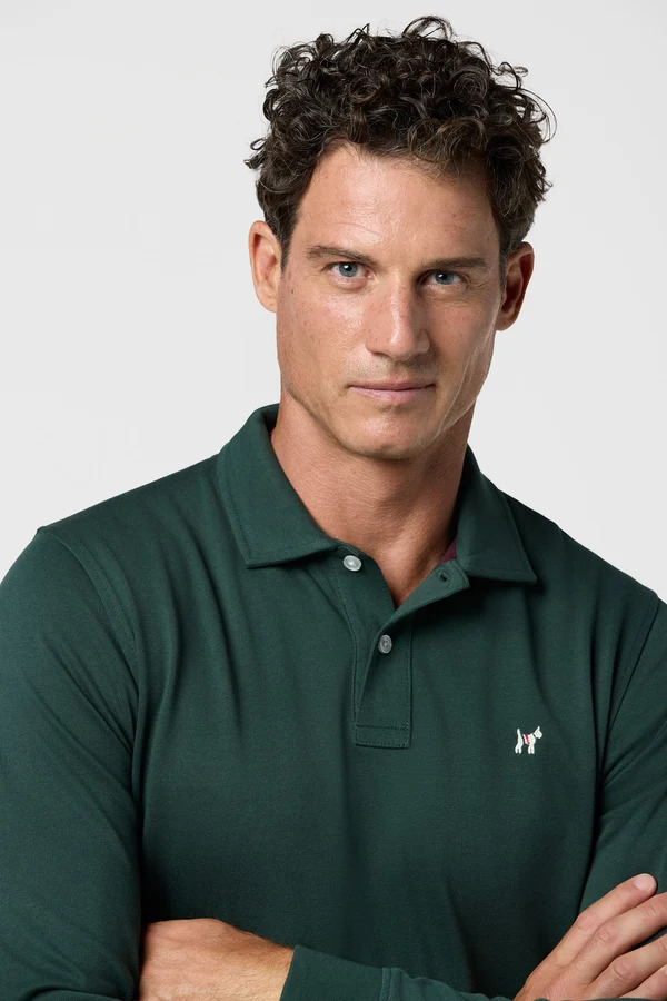 Polo Clásico Manga Larga Verde Oscuro - Williot