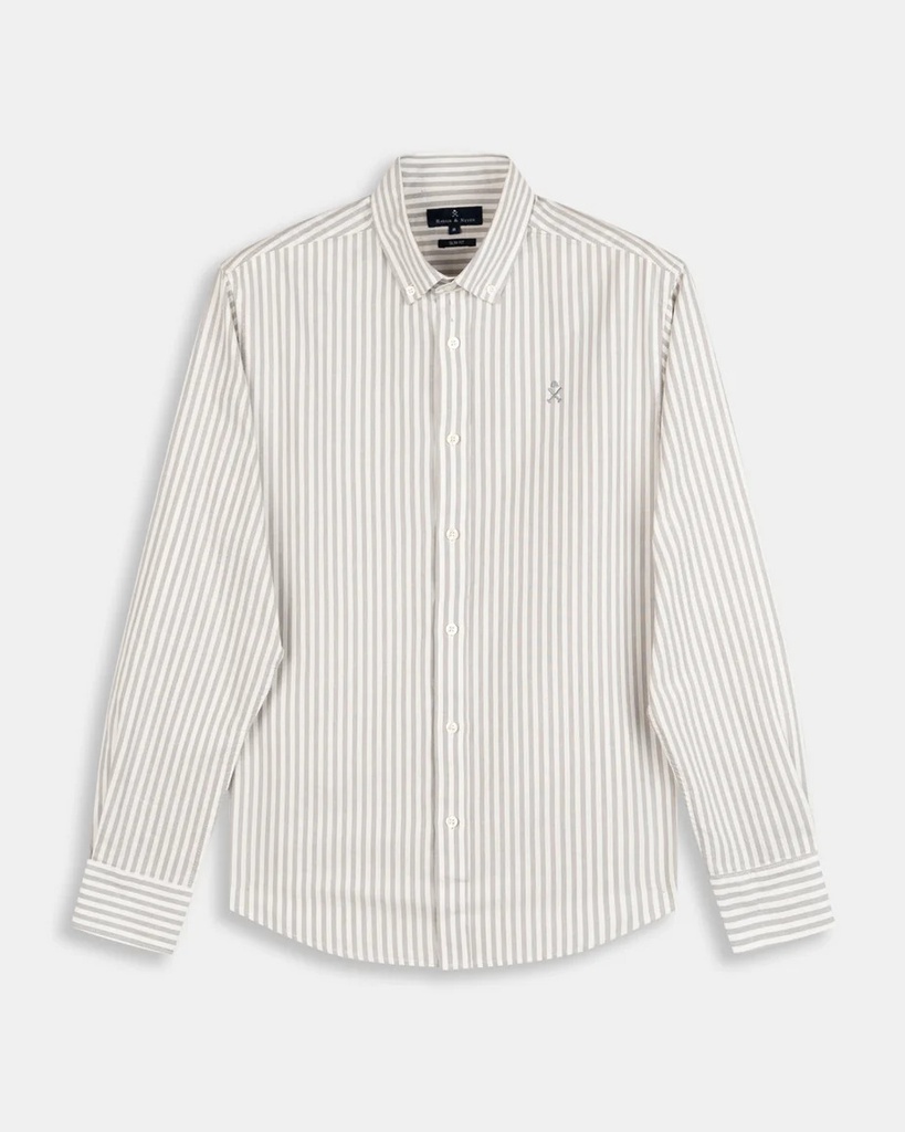 Camisa Rayas North Sea Gray Ember - Harper &amp; Neyer