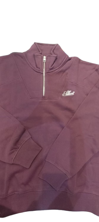Sudadera Relaxed Fit Media Cremallera Burdeos - Silbon