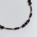Collar Cadena De Pedrería Dorada y Negra