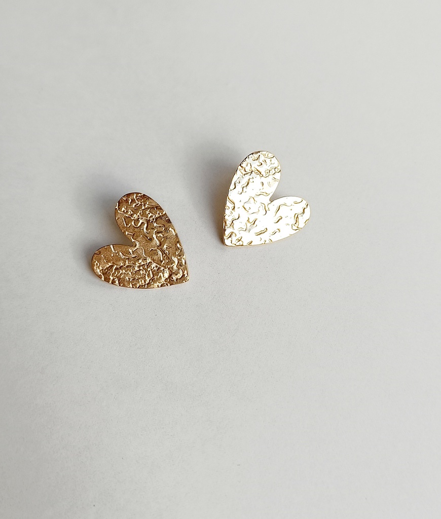 Pendientes Corazón Textura Dorado