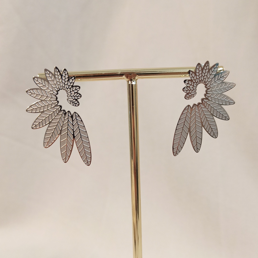 Pendientes Ala Hojas Plateado