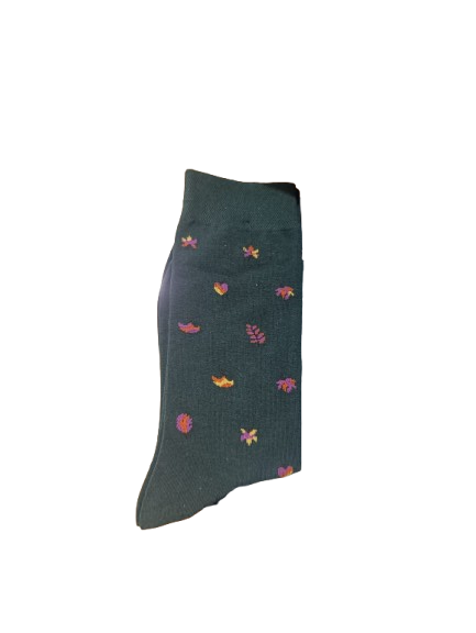 Calcetines Motivos Flores Y Corazones Fondo Verde