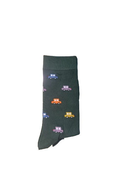 Calcetines Coches Coloridos Fondo Verde