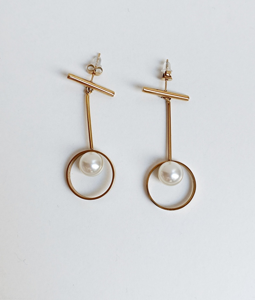 Pendientes Stick Geo Perla Dorado