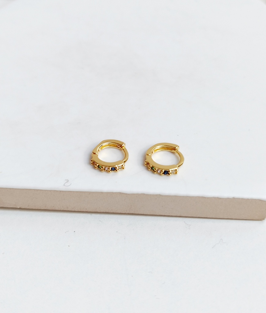 Aros Mini Brillo Colores Dorado