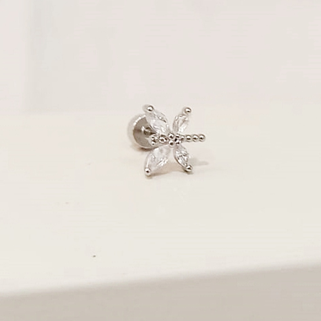 Pendiente Libélula Circonitas Plateado (Rosca)