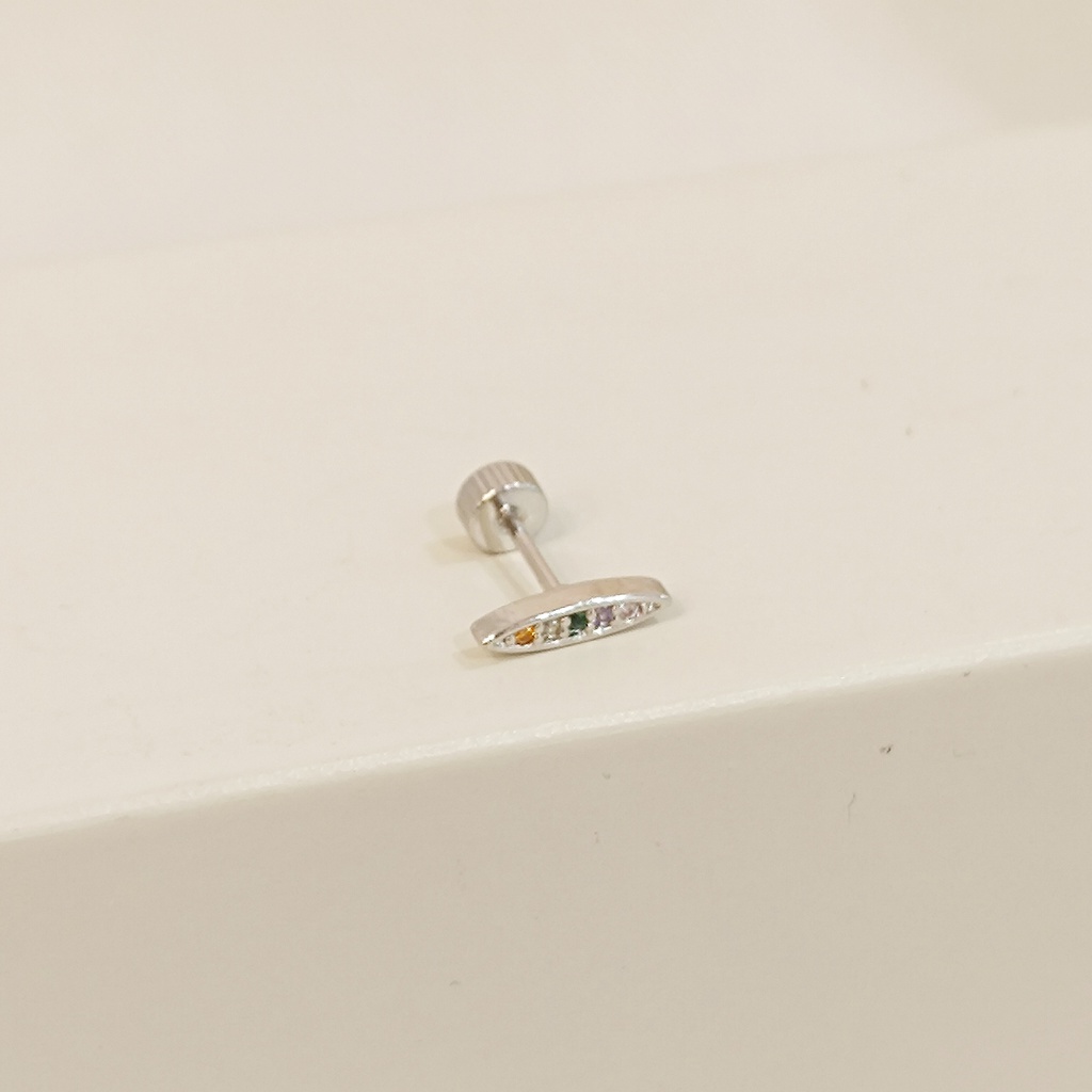 Pendiente Palo Ovalado Colores Plateado (Rosca)