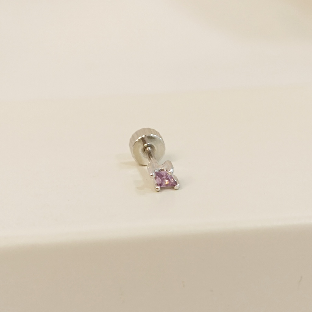 Pendiente Rombito Lila Plateado (Rosca)