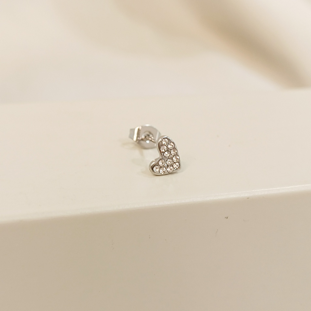 Pendiente Corazón Circonitas Plateado