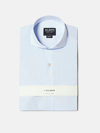 Camisa Vestir Celeste Clara Puño Simple - Silbon