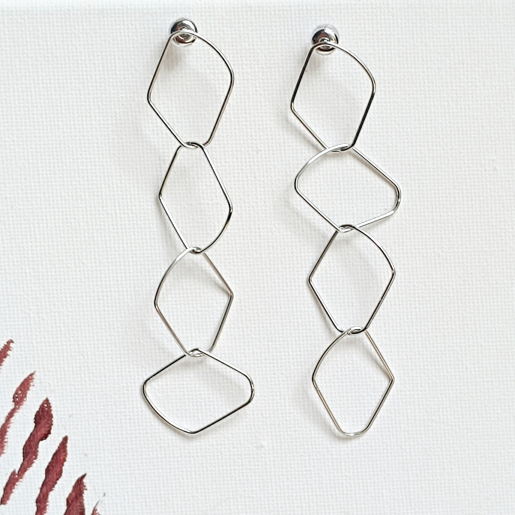 Pendientes Cuadrados Ovalados Plateado