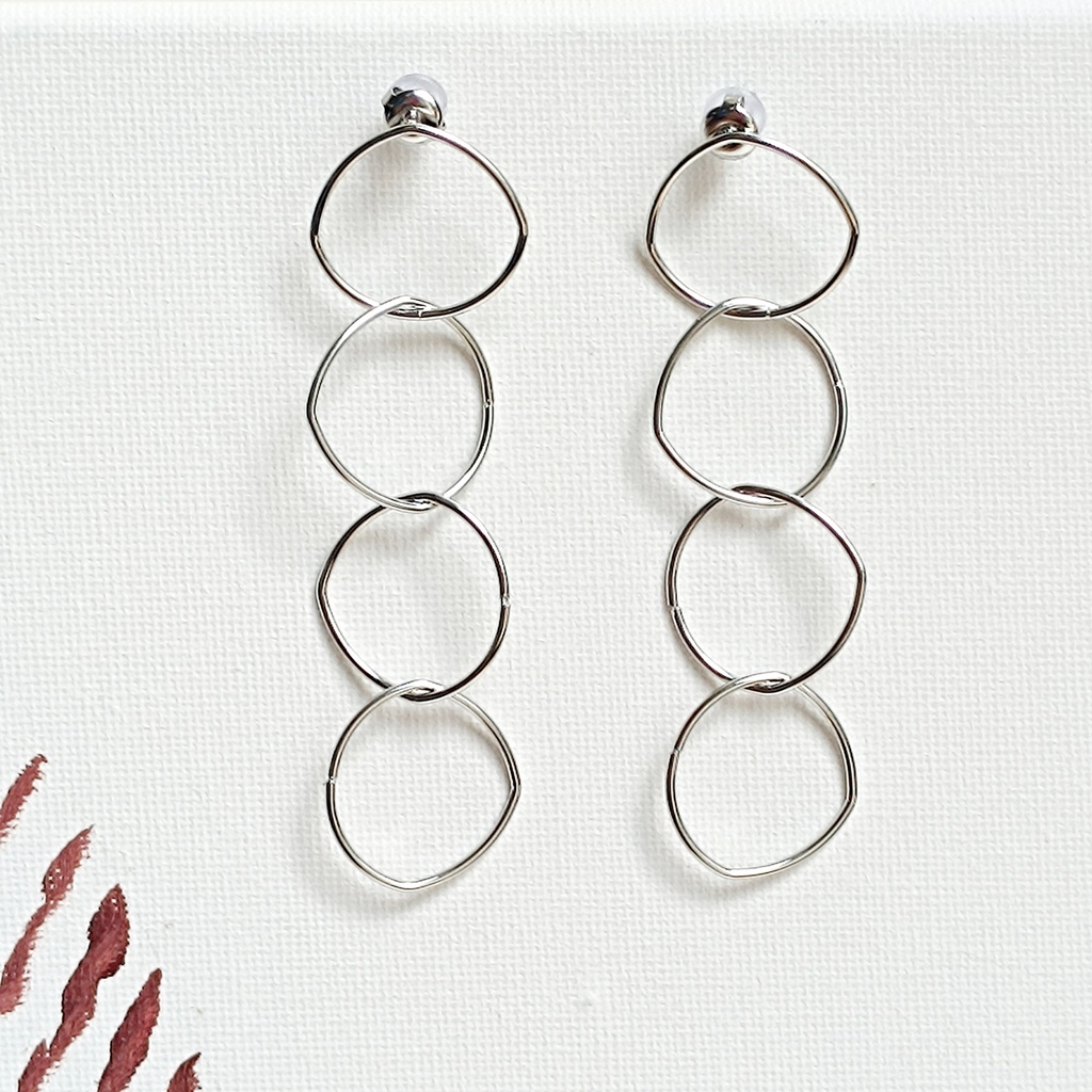 Pendientes Círculos Ovalados Plateado