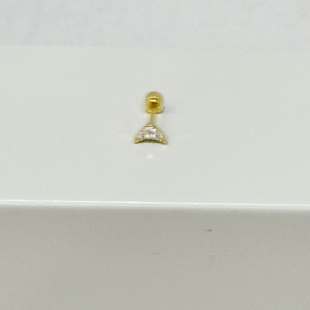 Pendiente Semi Triángulo Circonita Dorado (Rosca)