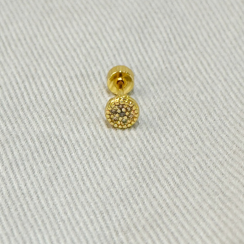 Pendiente Círculo Flor Circonitas Dorado (Rosca)