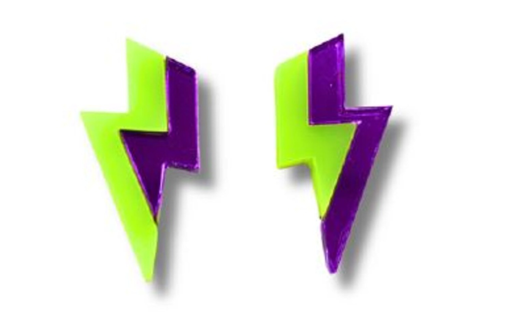 Pendientes Metacrilato Rayo Doble Color