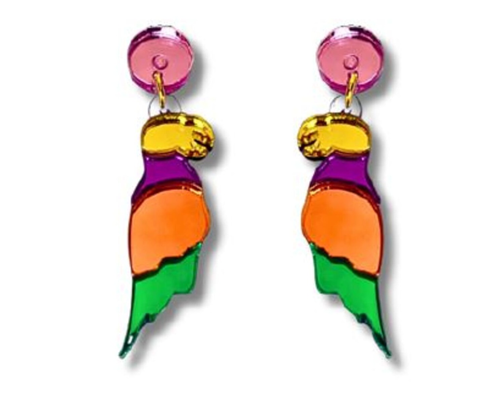 Pendientes Loro Colores Metacrilato Naranja