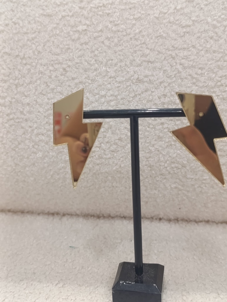 Pendientes Metacrilato Rayo Grande Dorado