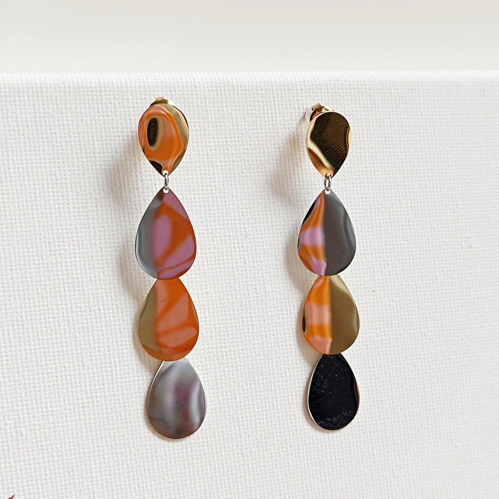 Pendientes Largos Ovalados Bicolor