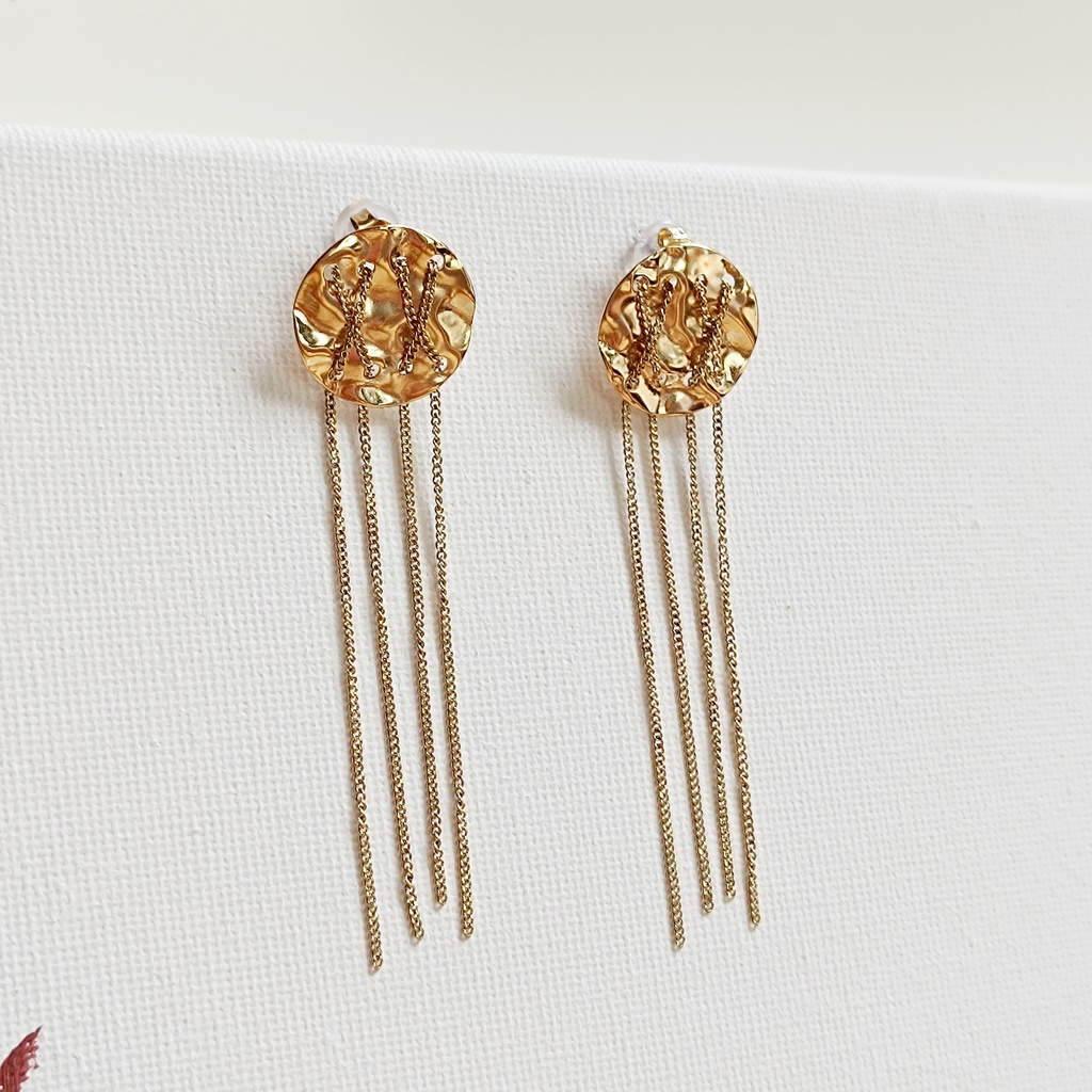 Pendientes Círculo Con Hilos Dorado