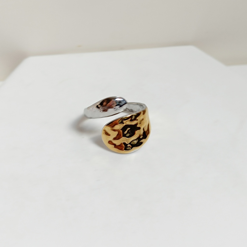 Anillo Abierto Textura Bicolor