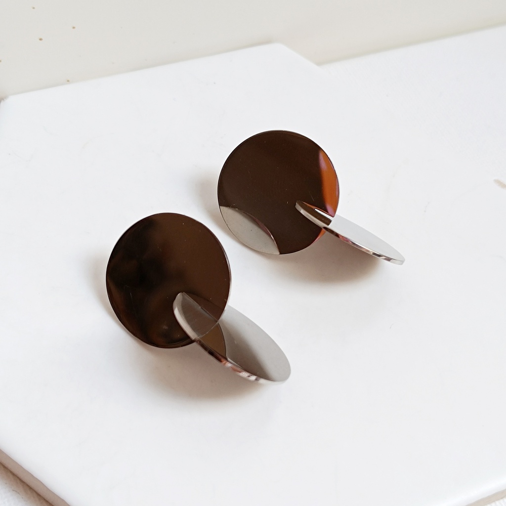 Pendientes Largos Doble Esfera Plateado